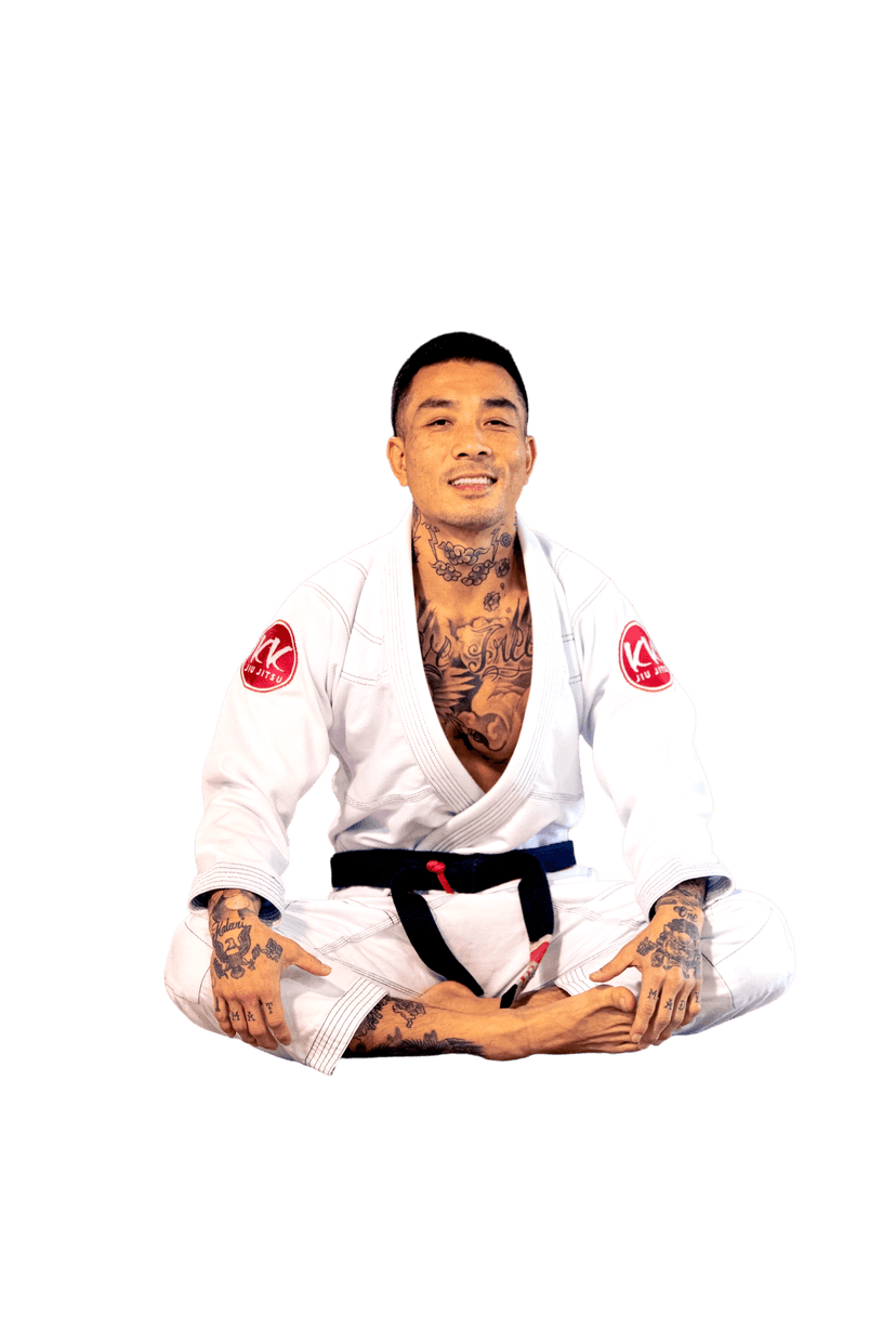 Kenny Kim Cutout sitting on the mats